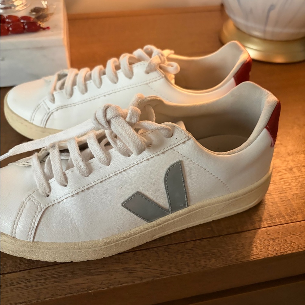 Veja White and Gray Athletic Shoes